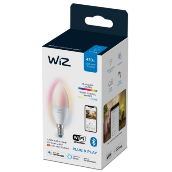 Imagine Bec LED lumanare C37 4.9-40W E14 922-965 RGB wifi, Wiz