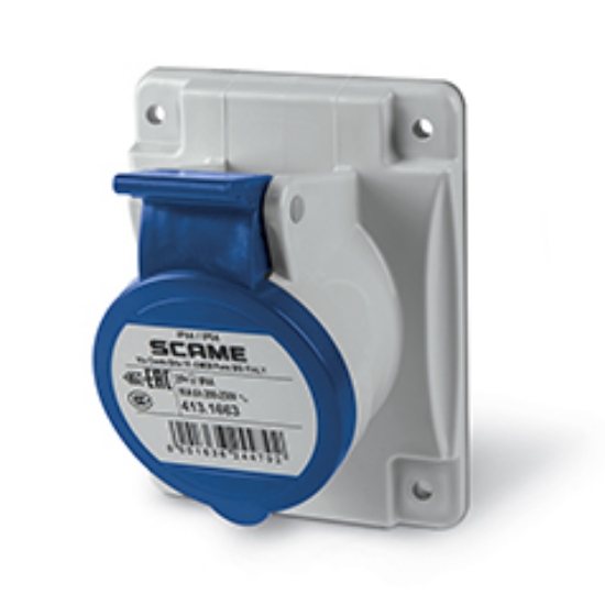 Imagine Priză industrială fixă 2P+E 16A 250V IP44 – SCAME | 413.1663