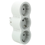 Imagine Prelungitor triplu 2P F cu protectie, 16 A, alb-gri