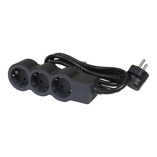 Imagine Prelungitor Standard 3x2P F, cablu 1,5 m, negru