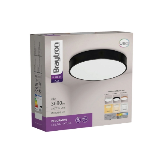 Imagine PLAFONIERA LED 36W 3000/4000/6500K NEGR BLADE RND