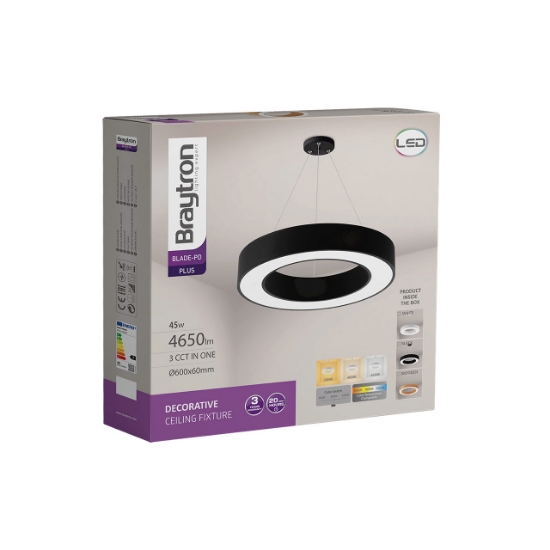 Imagine PLAF. LED SUSP 45W 3000/4000/6500K NEGRU BLADE RND