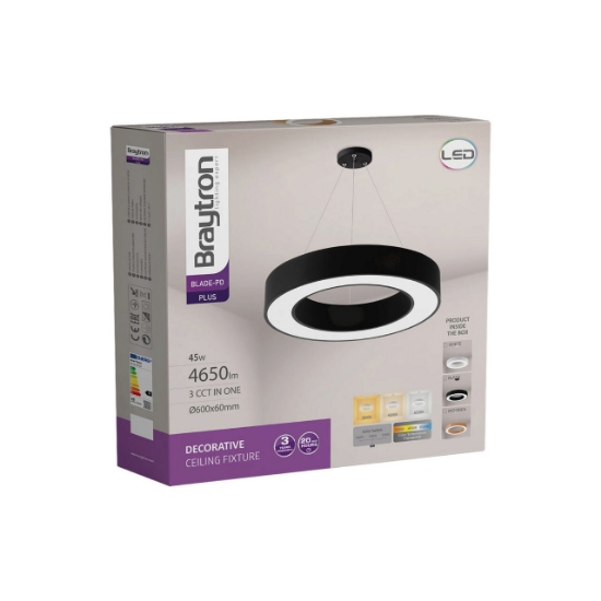 Imagine PLAF. LED SUSP 45W TELECOMANDA NEGRU BLADE RND