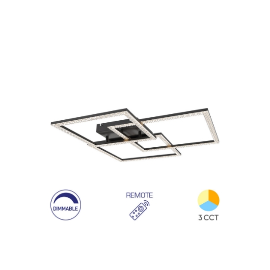 Imagine LUSTRA LED 80W CRYSTAL-3IN1-telecomanda-DIM-NEGRU