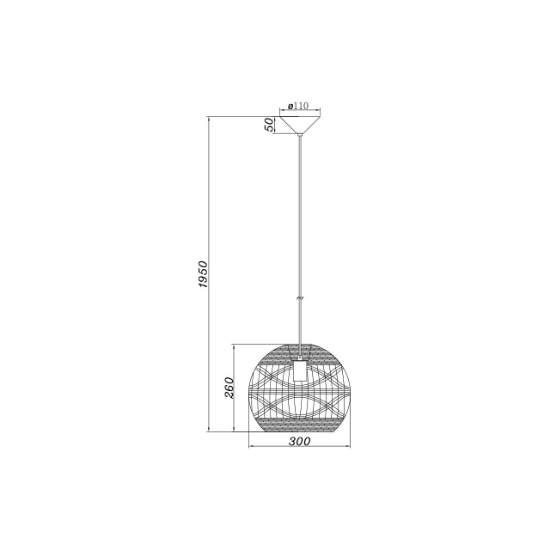 Imagine PENDUL D003R-1H-1xE27 SEMI SFERA MIC RATAN