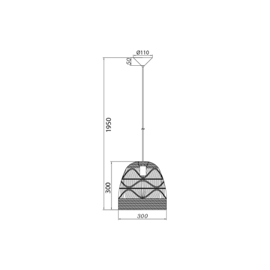 Imagine PENDUL D003R-1H-1xE27 SEMI CILINDRU MIC RATAN