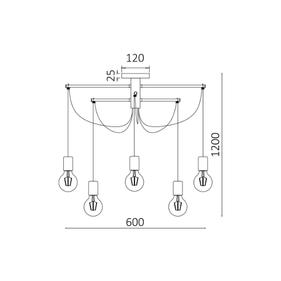 Imagine PENDUL G004C-6H-6xE27 CU CABLU NEGRU