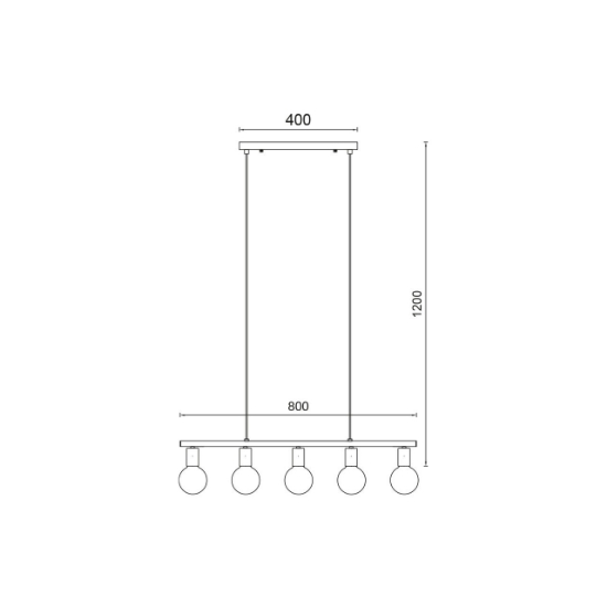 Imagine PENDUL G006S-5H-5xE27 NEGRU