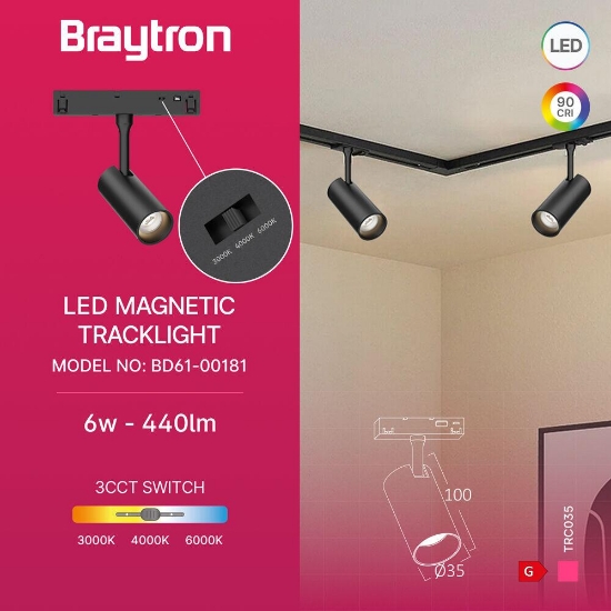 Imagine SPOT LED PE SINA MAGNET 6W 440lm 24gr. 3IN1 NEGRU