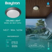 Imagine PLAFONIERA CU SENZOR 1xE27 NAPOLI-PC D:270mm IP65 GRI