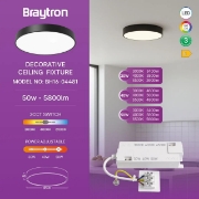 Imagine PLAFONIERA LED 50W 3in1 NEGRU BLADE RND