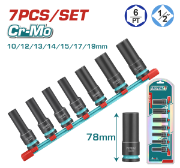 Imagine TOTAL - SET 7 PIESE TUBULARE DE IMPACT ADANCI - 1/2" -78MM