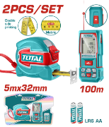 Imagine TOTAL - KIT COMBO APARAT LASER MASURAT DISTANTA 0.05-100M , RULETA 5Mx32MM