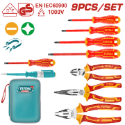 Imagine TOTAL - SET SURUBELNITE SI PATENTI IZOLATE PENTRU ELECTRICIENI - 9 BUC