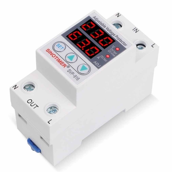 Imagine Releu digital de protectie tensiune, Sinotimer, reglabil intr 1- 63A, , ecran digital LED, SVP-916-63A