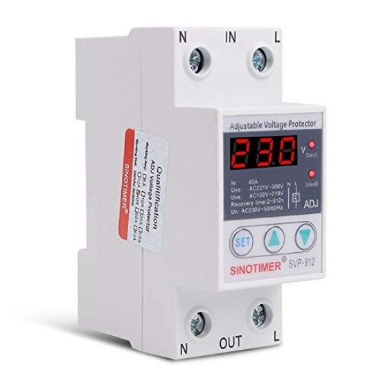 Imagine Releu de protectie tensiune monofazic, Sinotimer, 40A, ecran digital LED, recuperare automata, SVP-912-40A