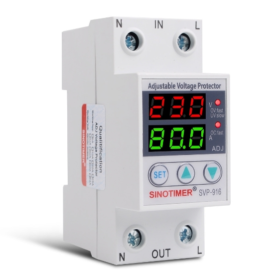 Imagine Releu monofazic digital de protectie tensiune, Sinotimer, reglabil intr 1- 80A, , ecran digital LED, SVP-916-80A