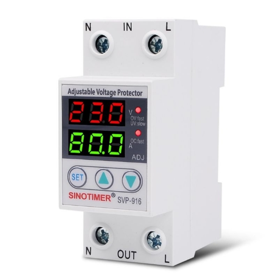 Imagine Releu monofazic digital de protectie tensiune, Sinotimer, reglabil intr 1- 80A, , ecran digital LED, SVP-916-80A