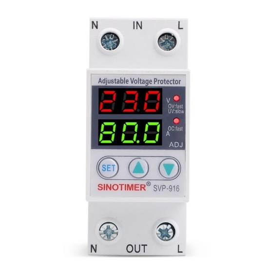 Imagine Releu monofazic digital de protectie tensiune, Sinotimer, reglabil intr 1- 80A, , ecran digital LED, SVP-916-80A