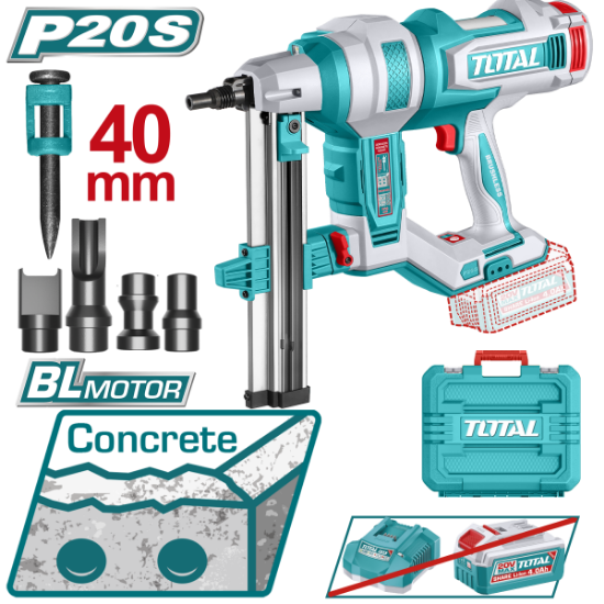 Imagine TOTAL - PISTOL PNEUMATIC PENTRU CUIE DE BETON - 20V - 19-40 MM (NU INCLUDE ACUMULATOR)
